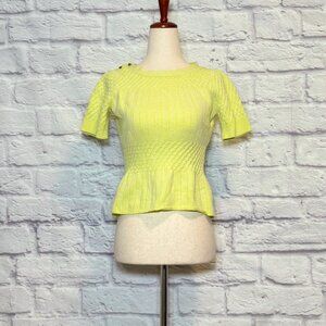 Anthropologie HWR Chartreuse Cable Knit Sweater